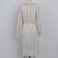 70s Beige Gingham Dress