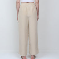 Beige Silk Wide Leg Pant