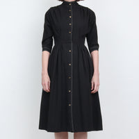 50s Black Cotton Midi Dress