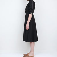 50s Black Cotton Midi Dress