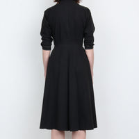 50s Black Cotton Midi Dress