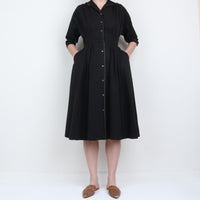 50s Black Cotton Midi Dress