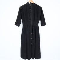 50s Black Cotton Midi Dress