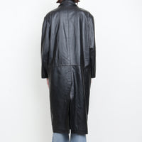 80s Long Leather Coat L