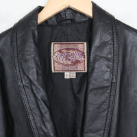 80s Long Leather Coat L