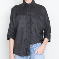 100% Linen Crop Sleeve Shirt