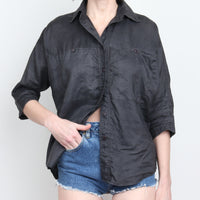 100% Linen Crop Sleeve Shirt