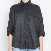 100% Linen Crop Sleeve Shirt