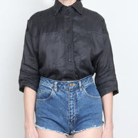 100% Linen Crop Sleeve Shirt