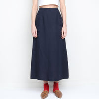 Navy Linen Maxi Skirt