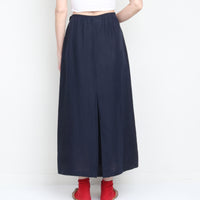 Navy Linen Maxi Skirt
