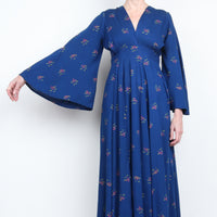 70s Blue Floral Maxi Dress