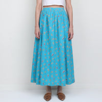 70s Floral Cotton Maxi Skirt