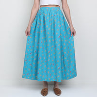 70s Floral Cotton Maxi Skirt