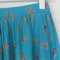 70s Floral Cotton Maxi Skirt