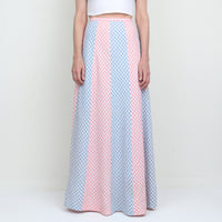 70s Stripe Gingham Maxi Skirt