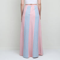 70s Stripe Gingham Maxi Skirt