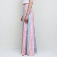 70s Stripe Gingham Maxi Skirt