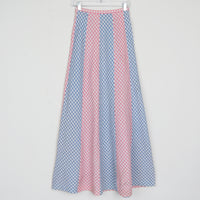 70s Stripe Gingham Maxi Skirt
