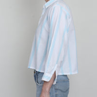 Stripe Cotton Crop Shirt M