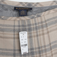 Plaid 100% Wool Pleated Midi Skirt L