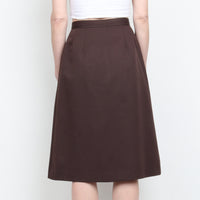 70s Brown Button Front Midi Skirt