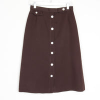 70s Brown Button Front Midi Skirt