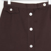 70s Brown Button Front Midi Skirt