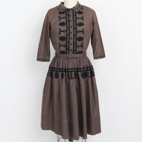 1950s L'Aiglon Embroidered Dress XS