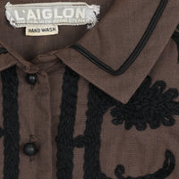 1950s L'Aiglon Embroidered Dress XS