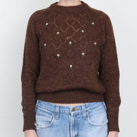 70s Brown Flower Knit