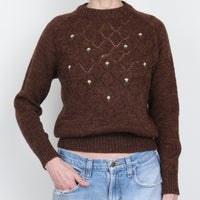 70s Brown Flower Knit
