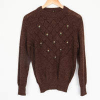 70s Brown Flower Knit