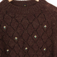 70s Brown Flower Knit