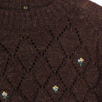 70s Brown Flower Knit