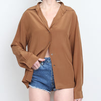Brown Silk Blouse L