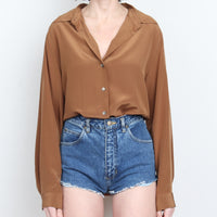 Brown Silk Blouse L