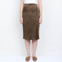Chocolate Suede Midi Skirt