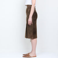 Chocolate Suede Midi Skirt