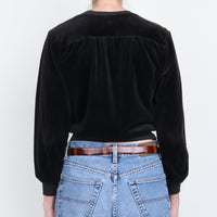 1970s Velour V Neck Crop