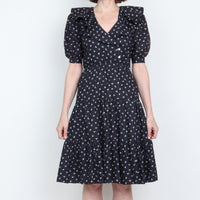 Black Floral Puff Sleeve Dress