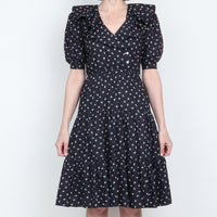 Black Floral Puff Sleeve Dress