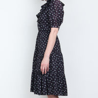 Black Floral Puff Sleeve Dress