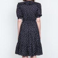 Black Floral Puff Sleeve Dress