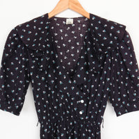 Black Floral Puff Sleeve Dress