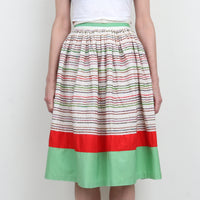 1970s Embroidered Stripe Patio Skirt S