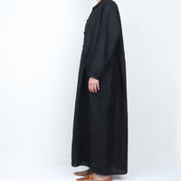Black Linen Maxi Dress / Duster