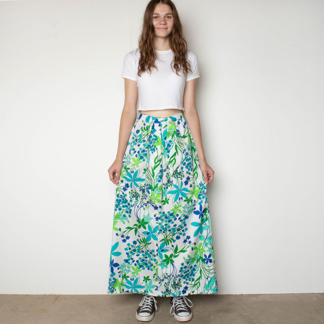 70s Floral Maxi Skirt