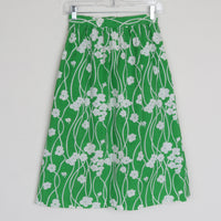 70s Green Floral Midi Skirt