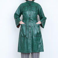 Green Leather Trench Coat